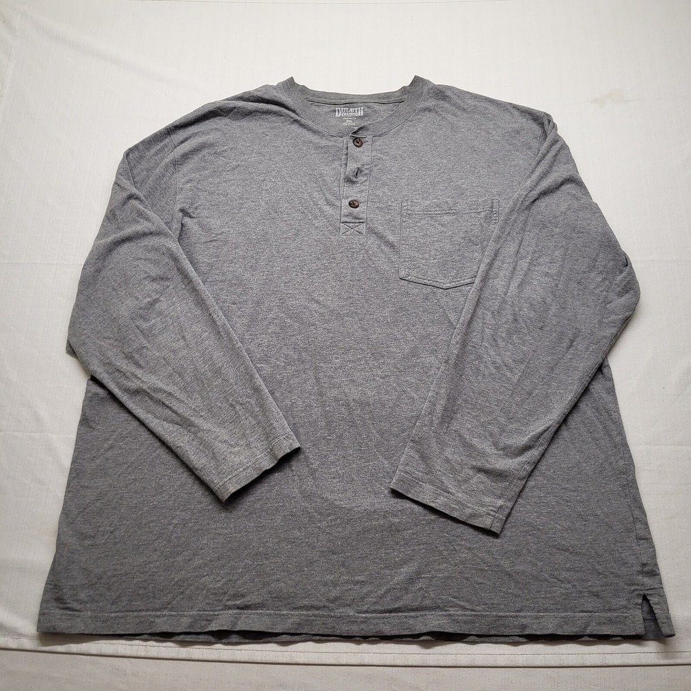 Duluth Trading Longtail Henley T Shirt Mens 2XL Long Sleeve Gray Heavyweight